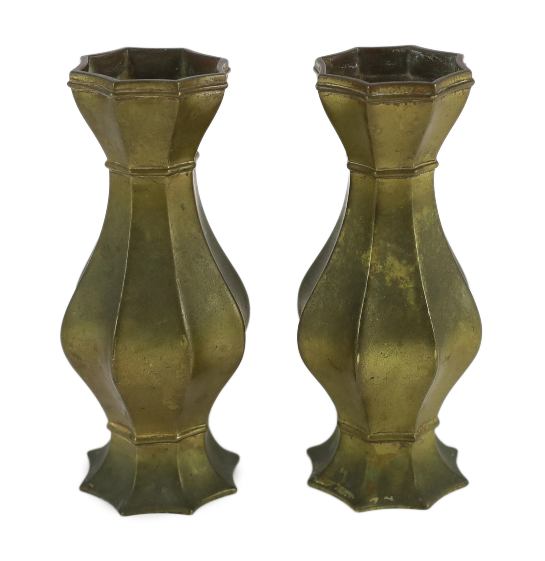 A pair of Chinese bronze vases, 17th century